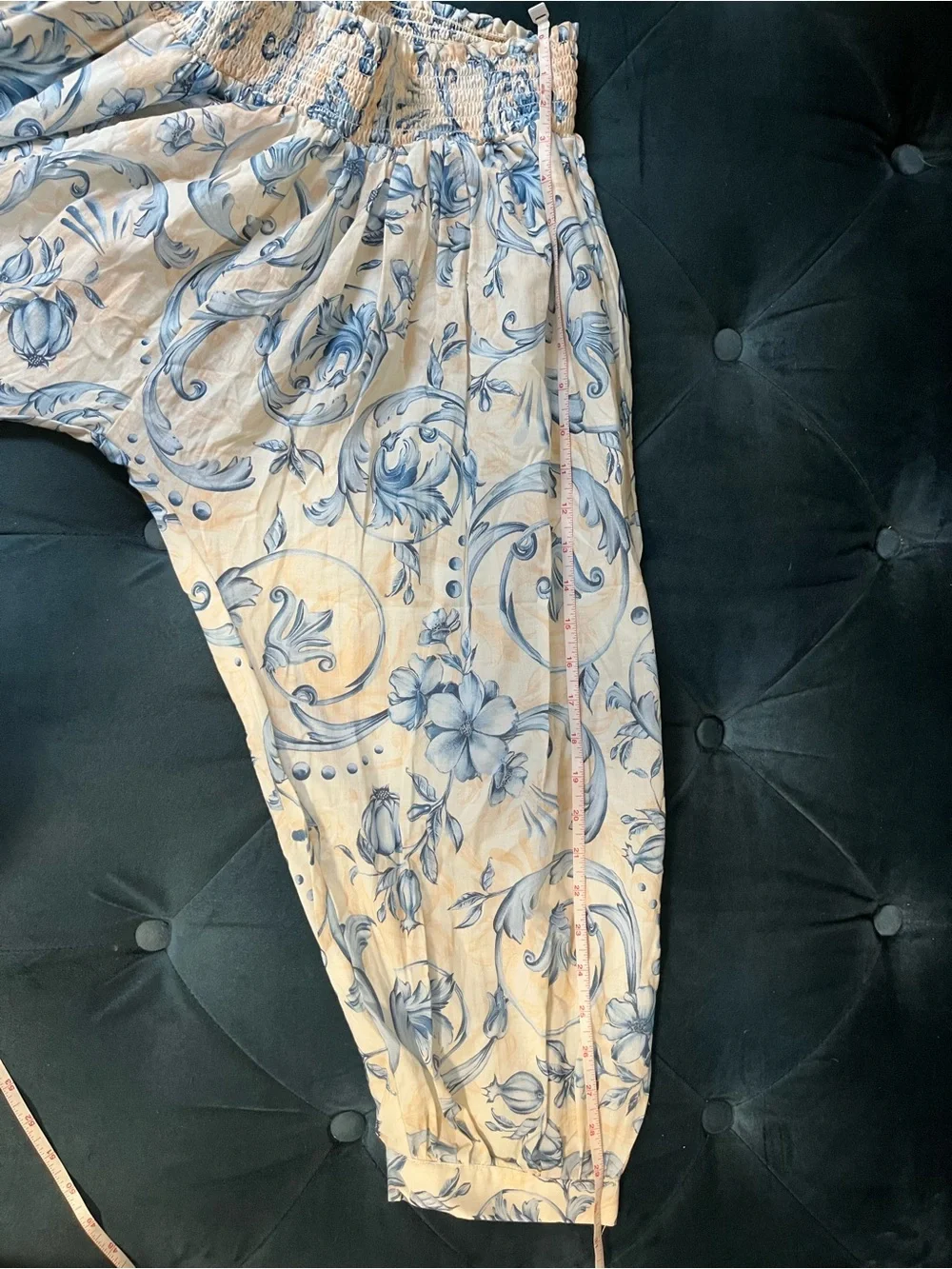 Agua Bendita Cream and Blue Floral Pants NWT